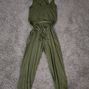 bobi Forest Green Sleeveless Jumpsuit